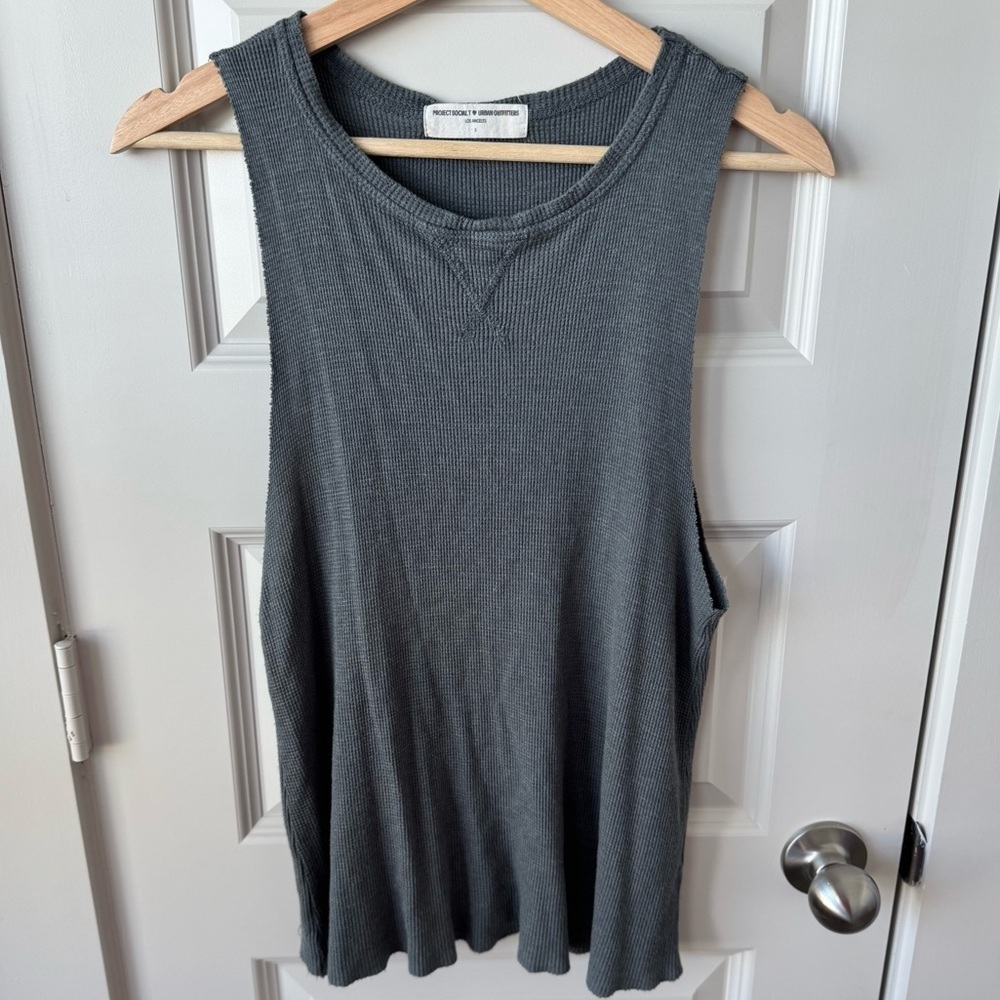 Urban Outfitters Project Social T Ribbed Grey Sleeveless Muscle Tank Top Size S